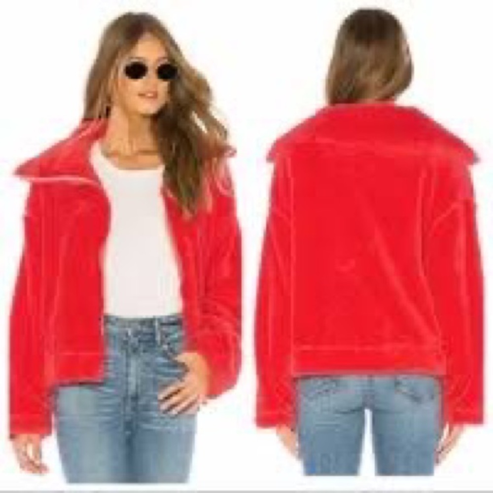 Free People Movement Dazed Fuzzy Fleece Zip Up Cherry Red Small